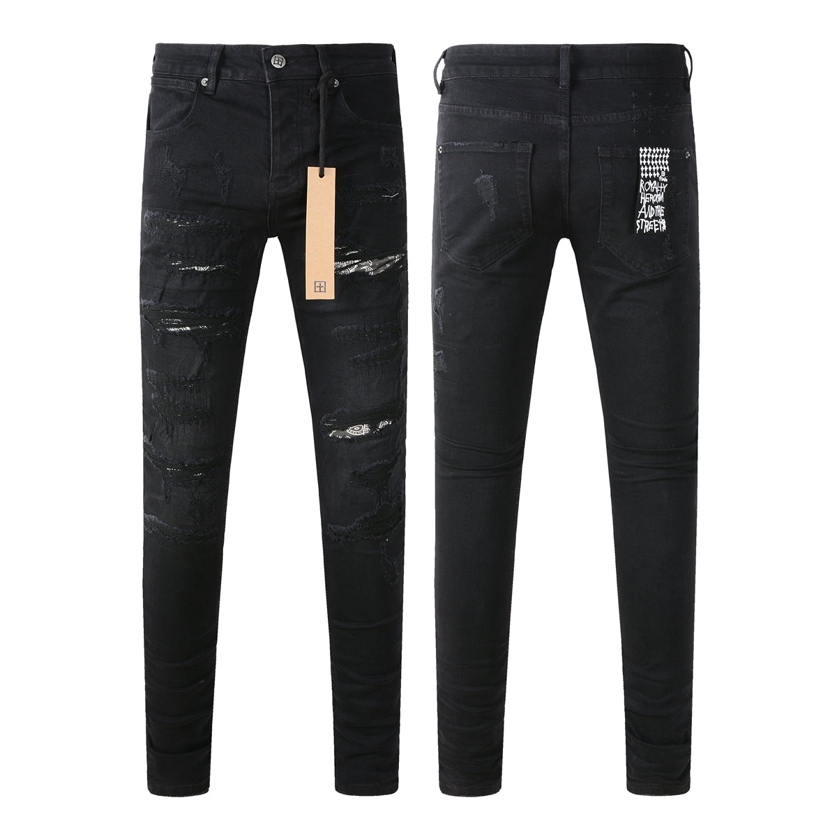 Jean Slim Noir de jais avec logo 3016