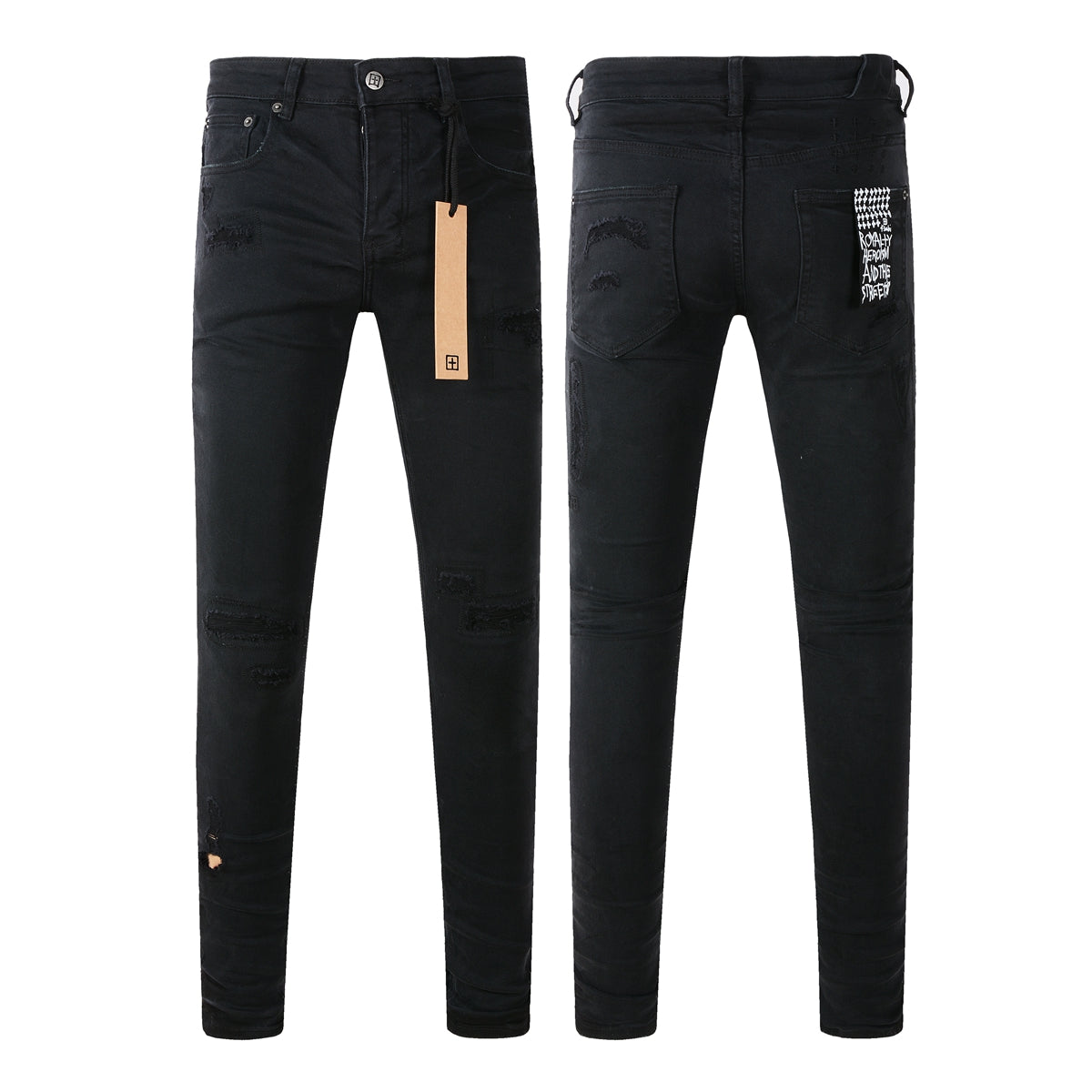 Denim noir minimaliste avec logo subtil 3019