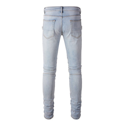 Cross-border Jeans Trendy Brand Retro Jeans Locomotive Style Men's Jeans Slim #6630