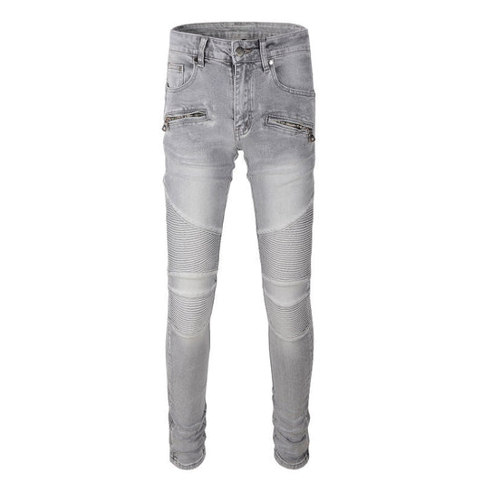 Jean slim multi-poches de marque Tide, coupe élastique, style locomotive, style streetwear, #1097 