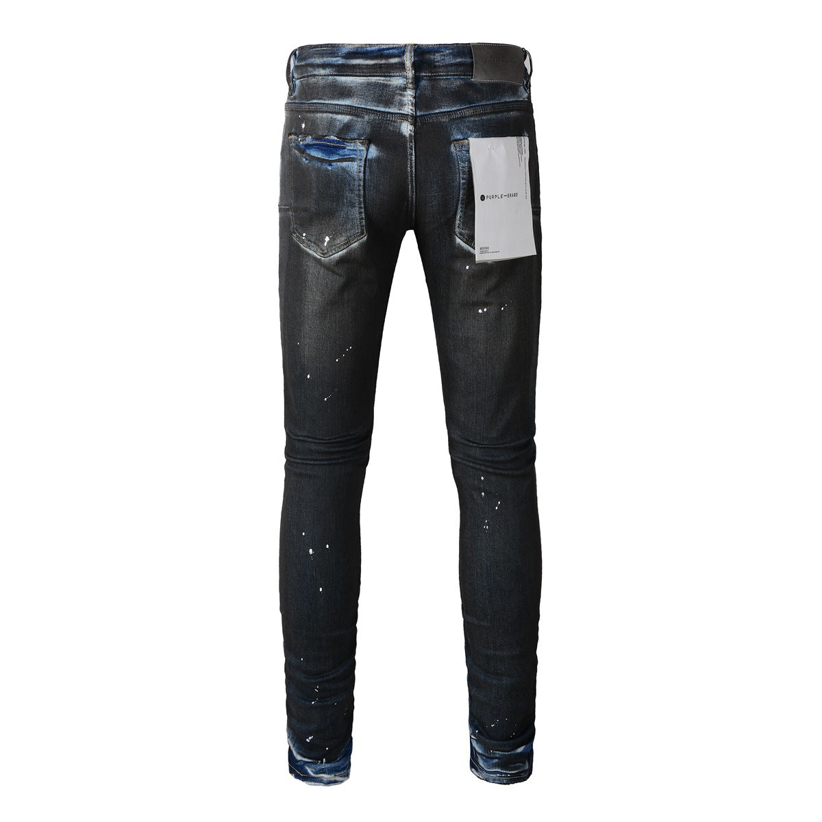 Mens Purple Skinny Jeans with Ripped Detail 9051 Fashionable Denim Biker Pants with Patches and Printed Design