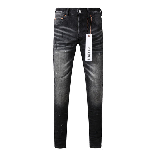 Jean avec peinture noire High Street vieillie 9027 Pantalon de mode 