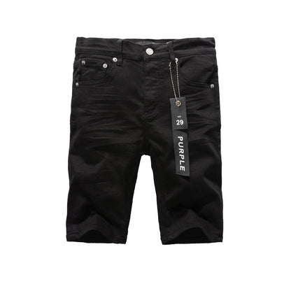 Pantalones cortos de mezclilla para hombre, estilo casual, mezcla de algodón, tejido lavado, estilo vintage, estilo callejero, estilo hip hop, con agujeros, 5023 