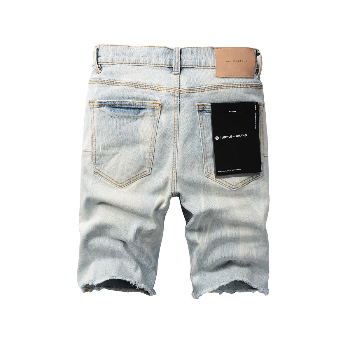 Trendy Blue Denim Shorts 5017 Featuring Wrinkled Texture and Classic Button Front