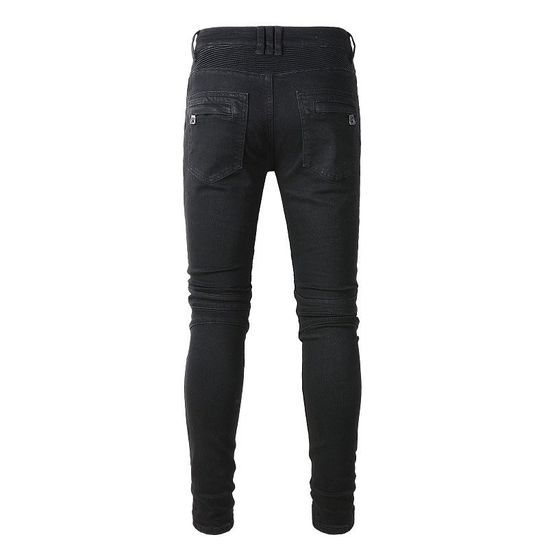 Pantalon slim extensible multi-poches High Street Trend avec plis aux genoux Locomotive Jeans 964 