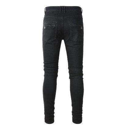 Pantalon slim extensible multi-poches High Street Trend avec plis aux genoux Locomotive Jeans 964 