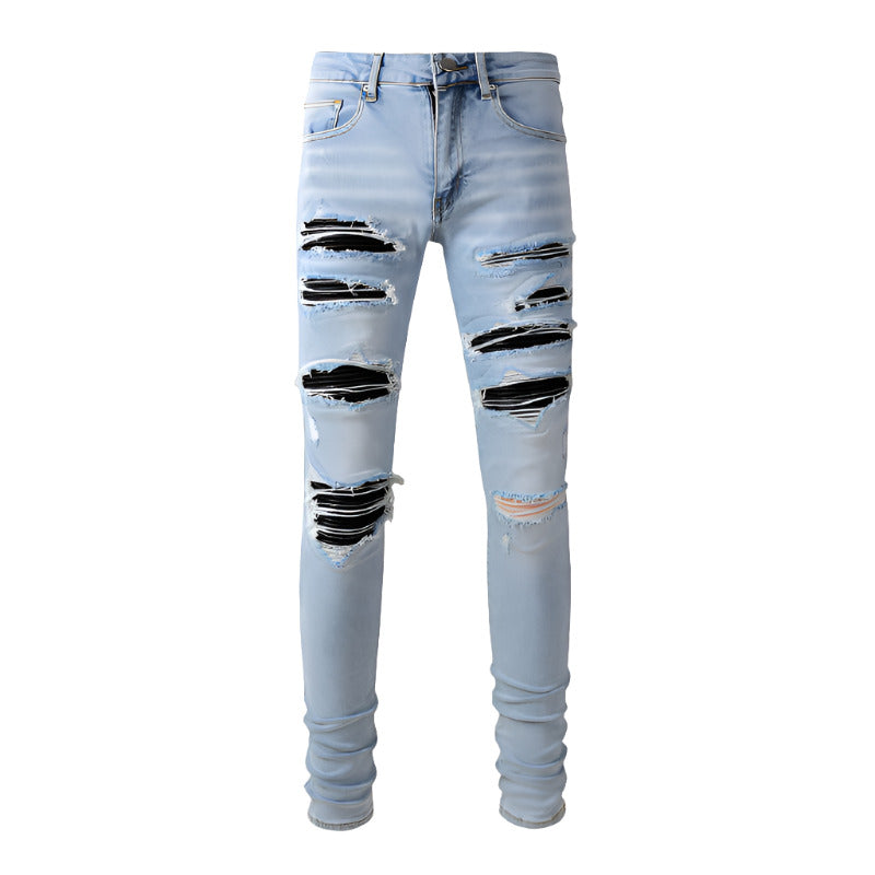 1307 Skinny Biker Jeans pour hommes Denim, pantalon coupe slim coupe droite de haute qualité 