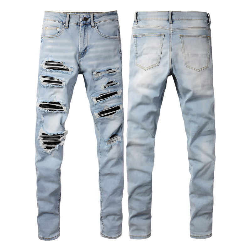 1307 Skinny Biker Jeans for Men Denim, High-Quality Slim Fit Straight Leg Trousers