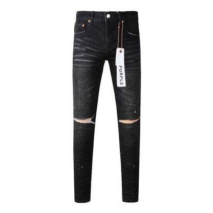 Black New Mens Personality Fashion Ripped Jeans 9035