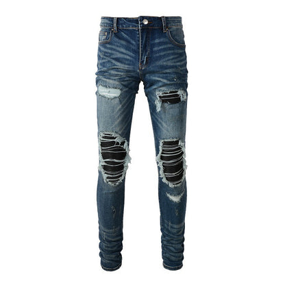 Jeans tendance High Street Jeans Beggar déchirés pour hommes à la mode 