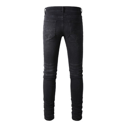 Jeans déchirés Street Tide européens et américains Pantalon slim élastique pour hommes High Street Tide #891 