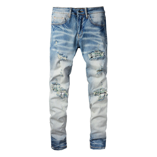 Jeans tendance High Street Jeans déchirés pour hommes Pantalon slim tendance #833 