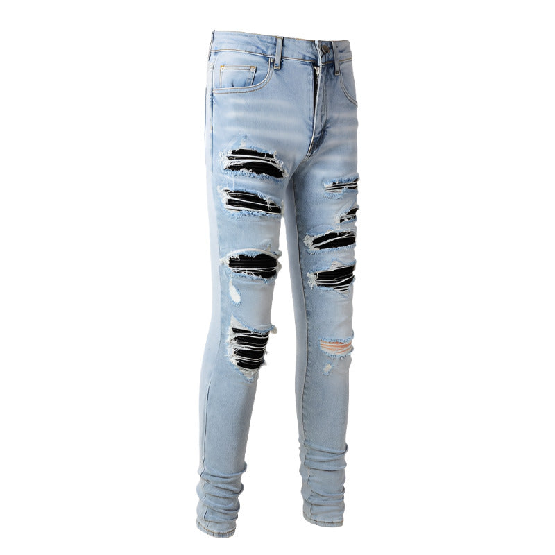 1307 Skinny Biker Jeans pour hommes Denim, pantalon coupe slim coupe droite de haute qualité 