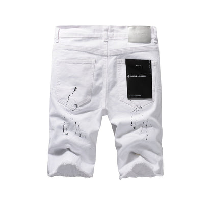 Le nouveau jean tendance pour homme avec trou pour la mode et le short en jean blanc 5021 