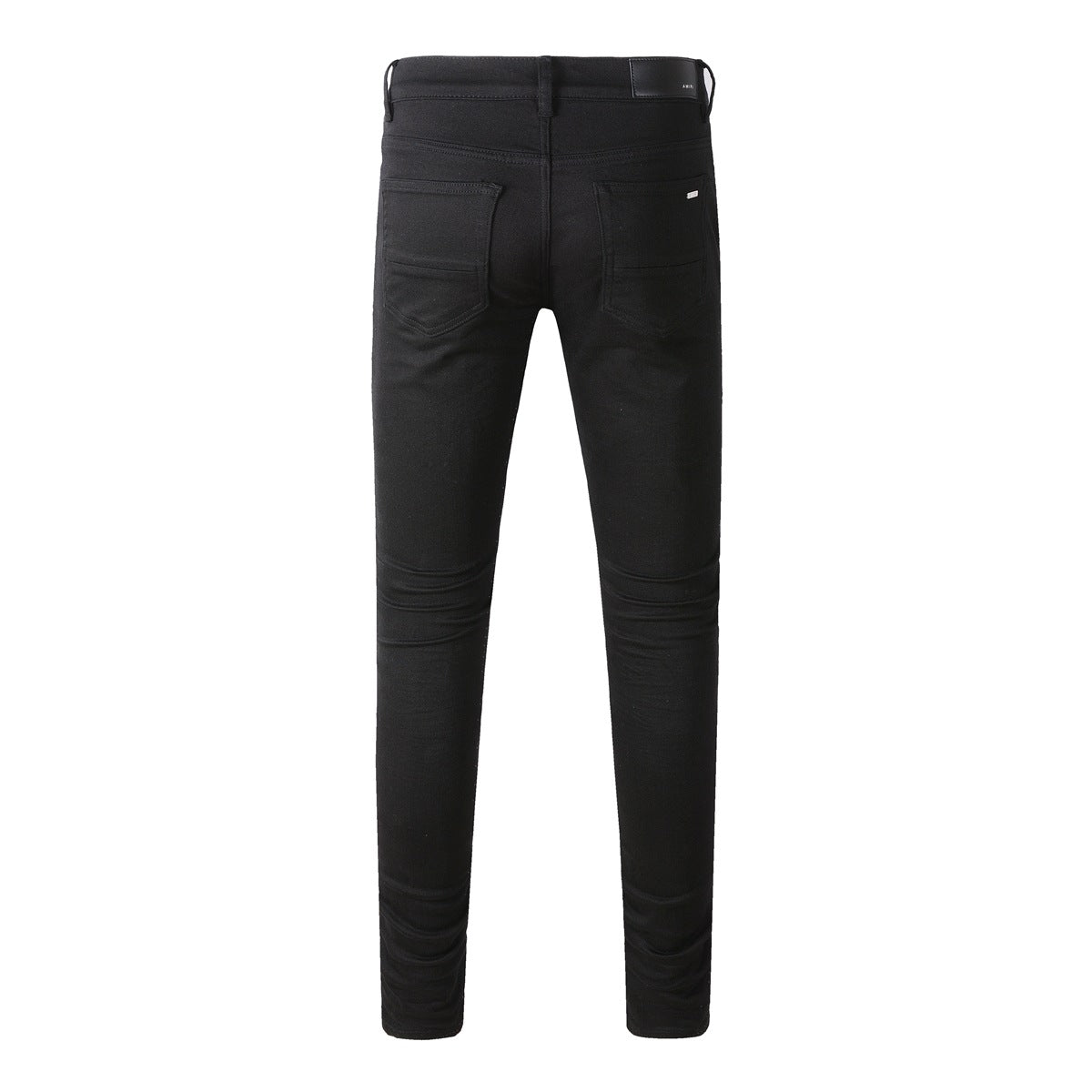 Jean slim stretch noir avec design polyvalent et empiècements en similicuir 8607 