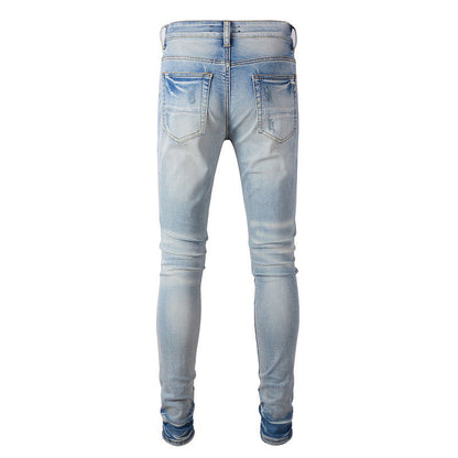 Jeans tendance High Street Jeans déchirés pour hommes Pantalons slim tendance 