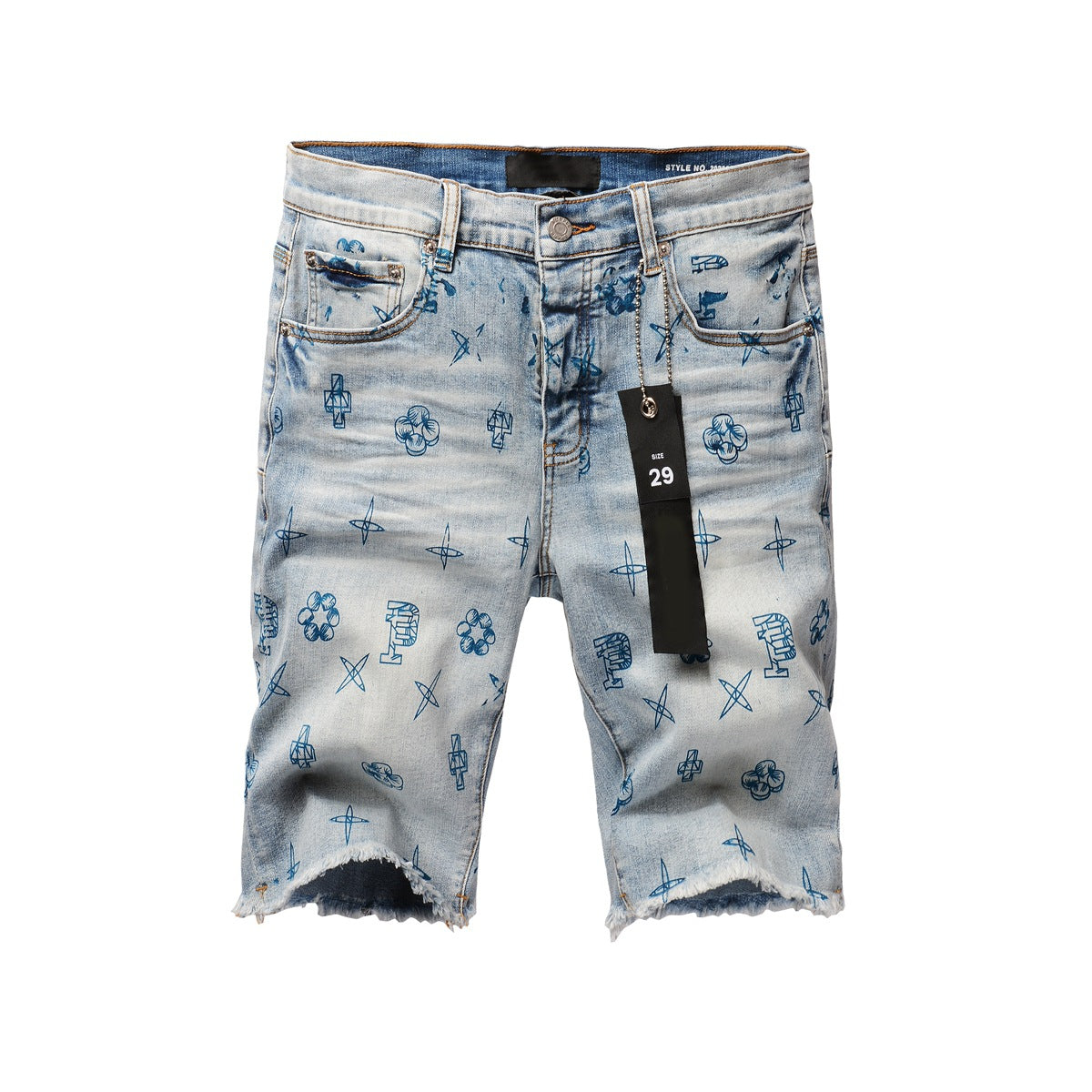 Short en jean bleu 5063 avec motif imprimé bleu 