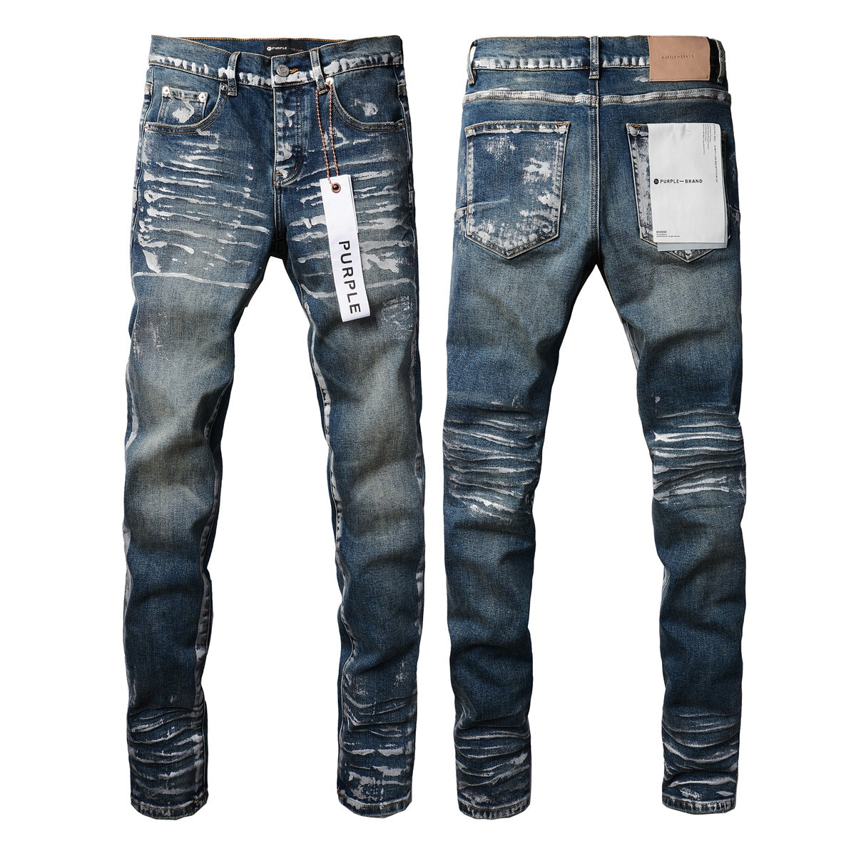 Jeans avec peinture claire et foncée, tendance mode vieillie, haut 9040 