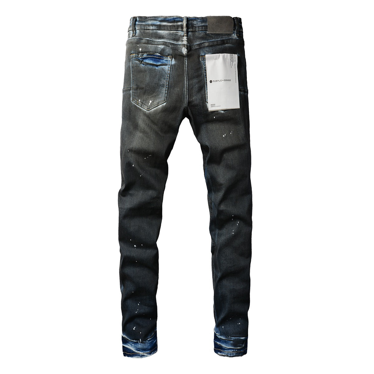 Pantalones vaqueros pitillo morados para hombre con detalle roto 9051 Pantalones vaqueros de motociclista de moda con parches y diseño estampado 