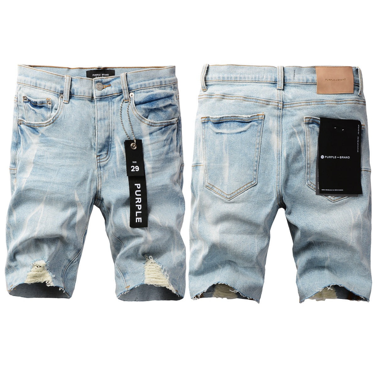 Short en jean bleu vieilli 5069 avec détails déchirés tendance 