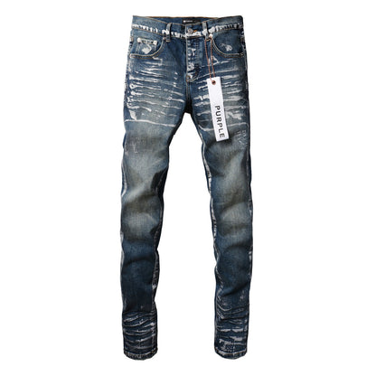 Jeans With Light Dark Paint Distressed Fashion Trend High 9040