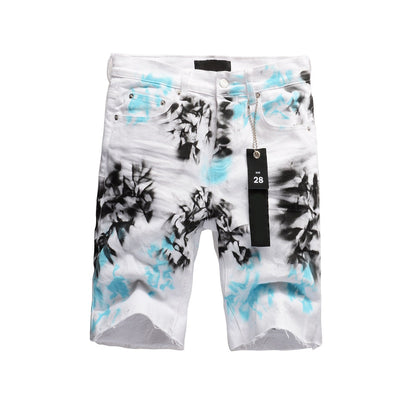 Shorts vaqueros blancos con estampado tie-dye 5065 con un diseño elegante y único 