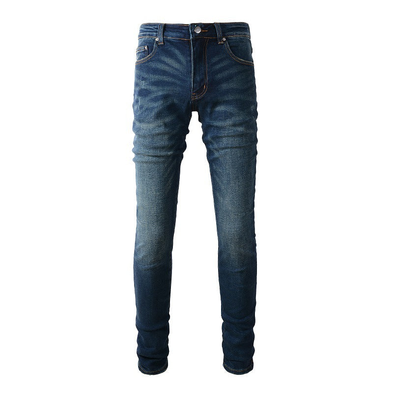 6601 Jeans High Street de marque tendance européenne et américaine Jeans bleus pour hommes Version coréenne 