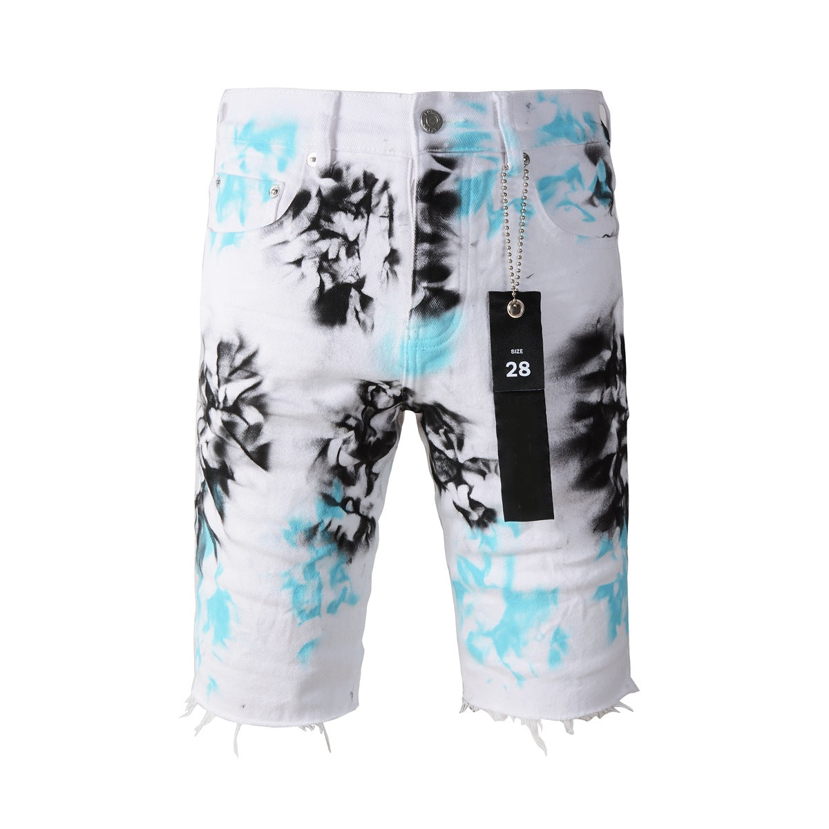 White Tie-Dye Printed Jean Shorts 5065 with a Stylish and Unique Design