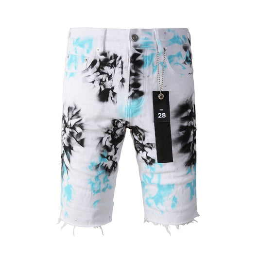 Shorts vaqueros blancos con estampado tie-dye 5065 con un diseño elegante y único 