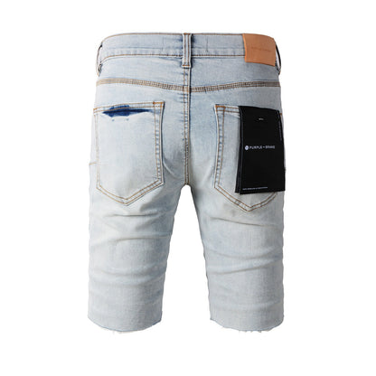 Short en jean bleu 5048 avec imprimé noir 