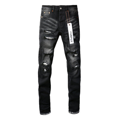 Fashion Men Black Jeans Distressed Hole Unique Personality 9001