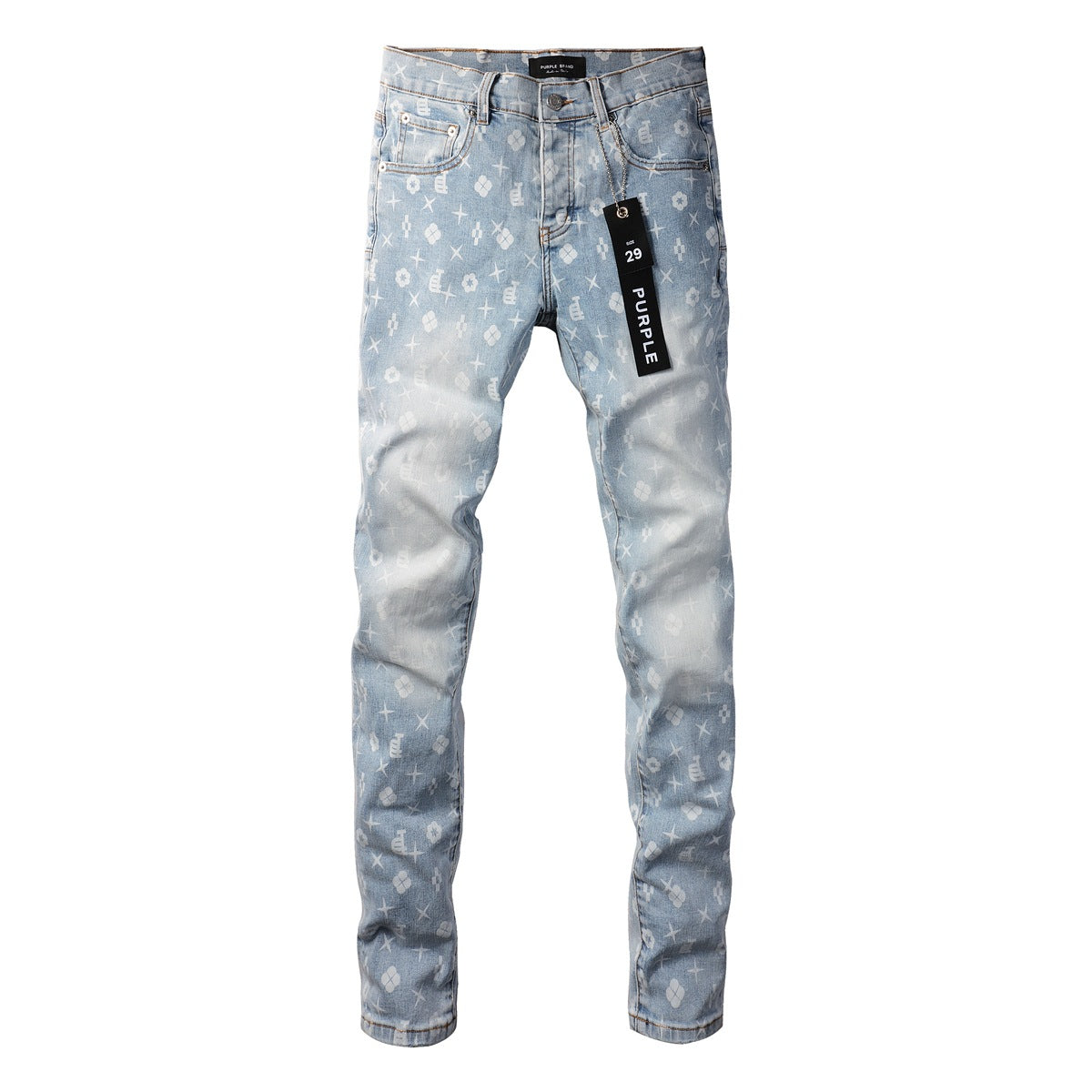 Trendy Blue Jeans 9089 Featuring Unique Print Details