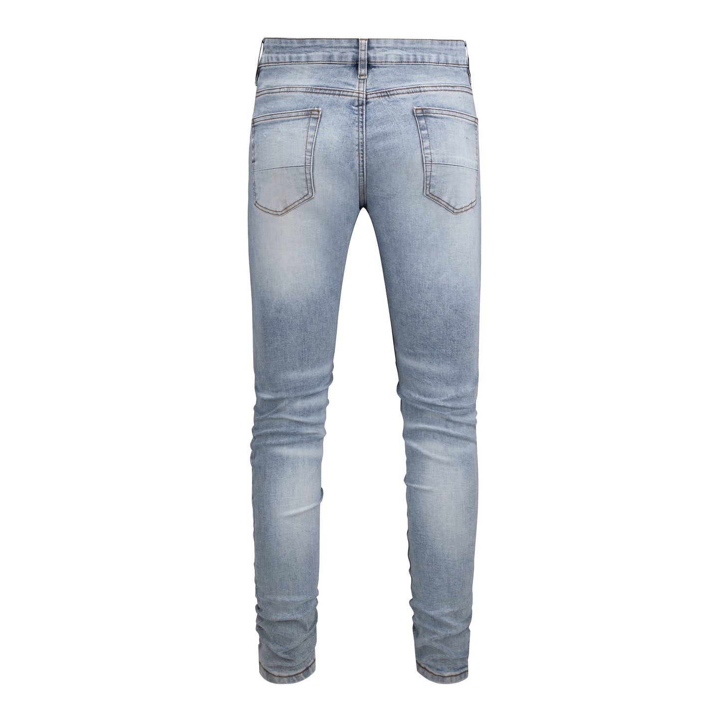 Jean slim blanc pour homme avec patchs en strass et motif vieilli 808 