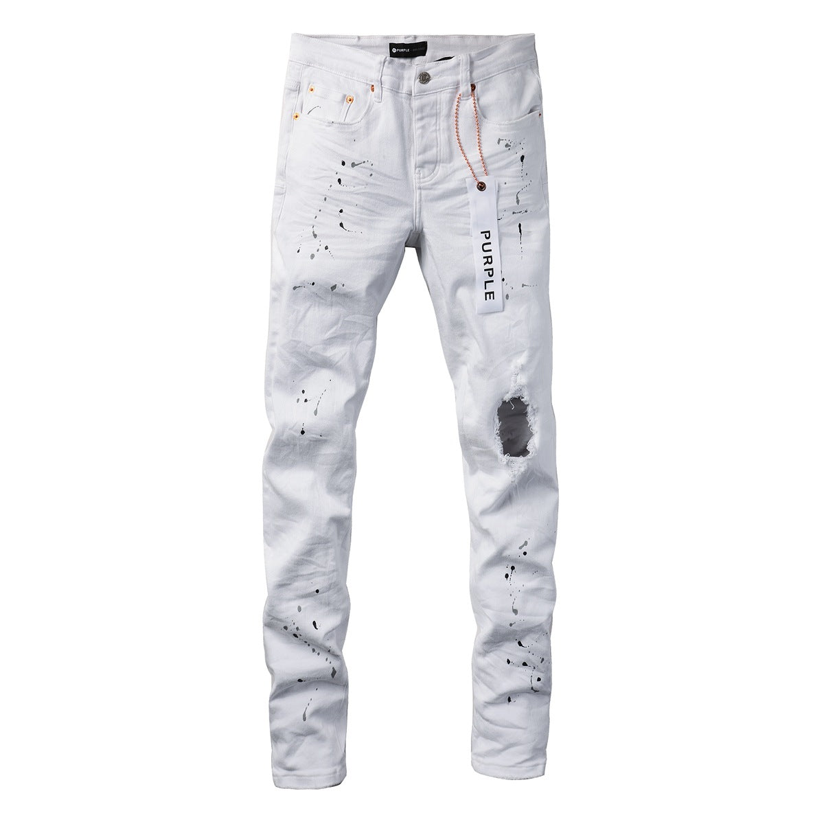 White Ink Spot Vintage Personality Fashion Ripped Jeans 9021