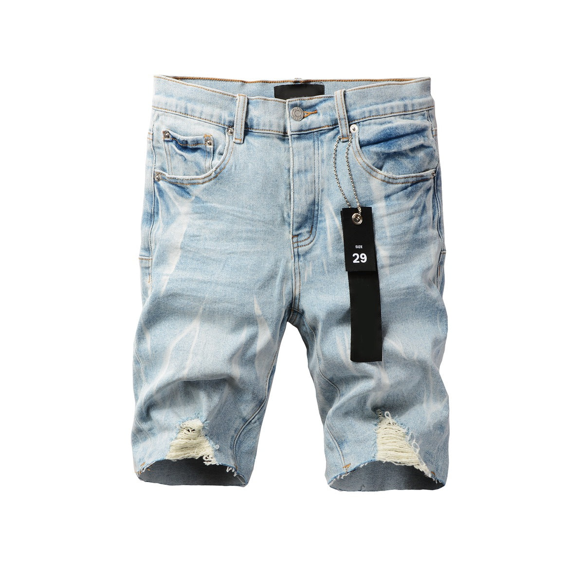 Short en jean bleu vieilli 5069 avec détails déchirés tendance 