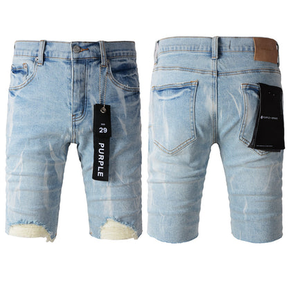 Short en jean bleu vieilli 5069 avec détails déchirés tendance 