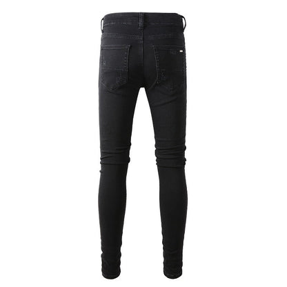 Jeans negros con parches rotos y elásticos de High Street Trendy High Street Jeans n.° 849 